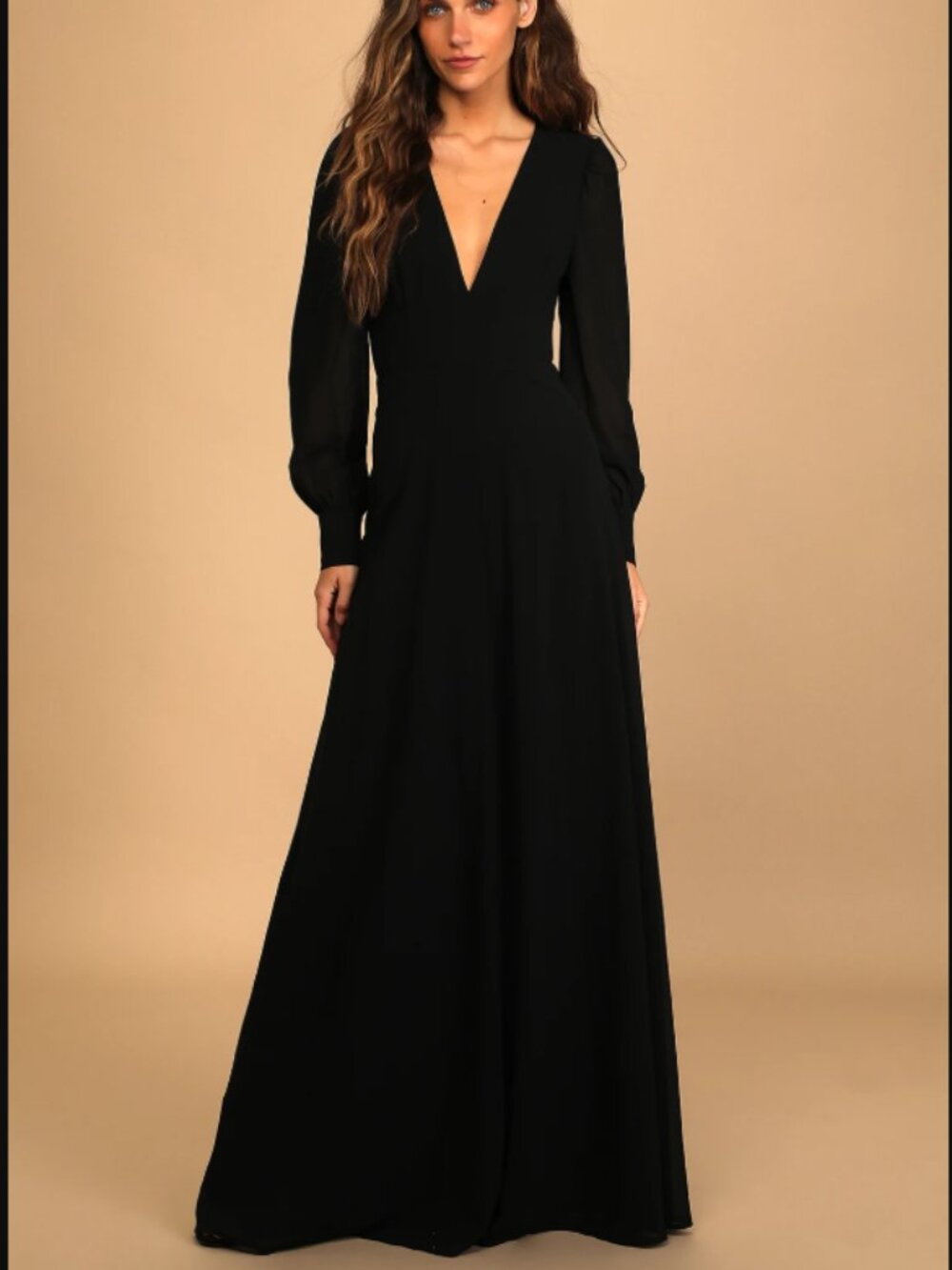 NWT Lulus Talk About Divine Black Long Sleeve Backless Maxi Dress M